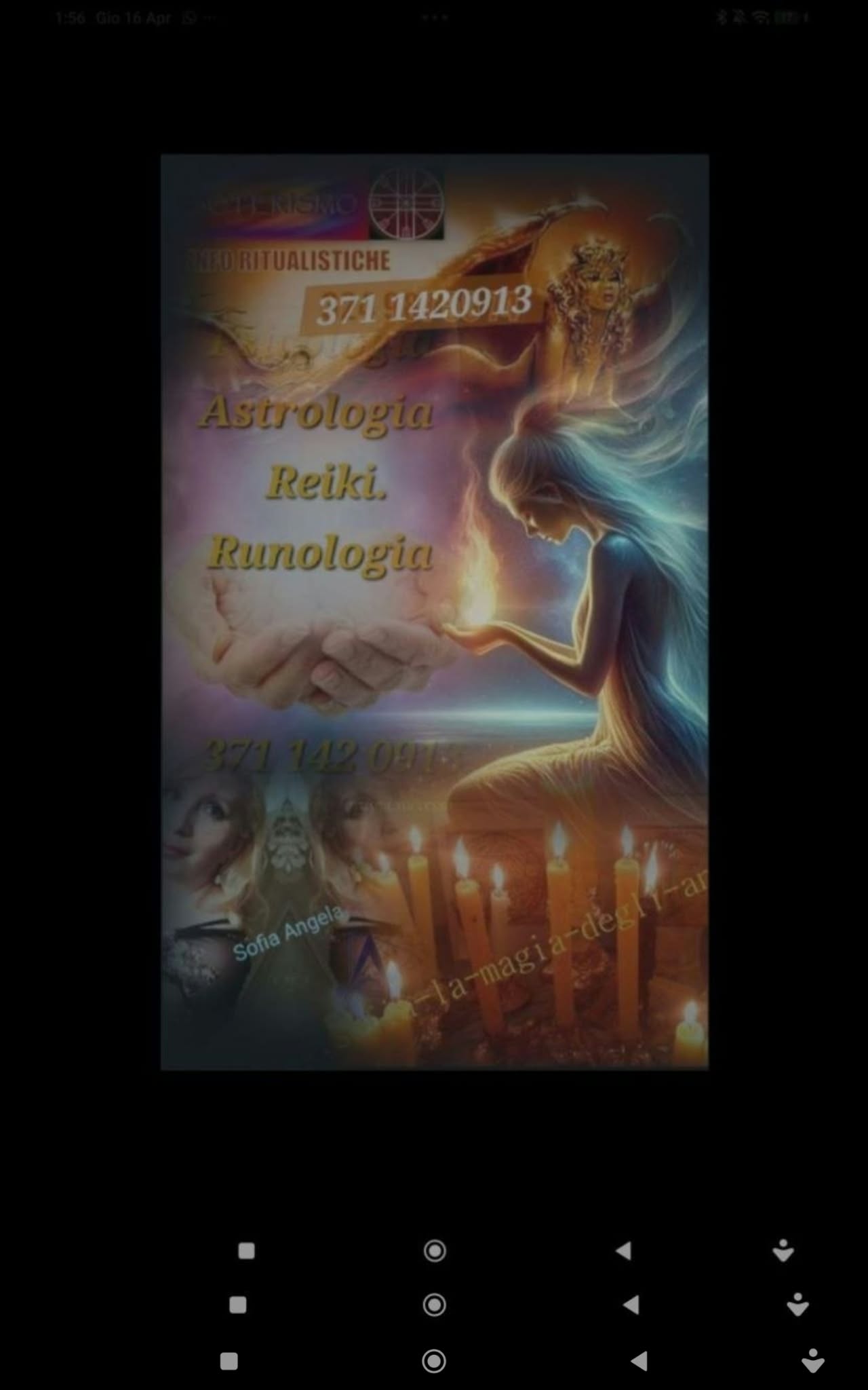 Stylized seated woman with flowing hair and glowing imagery, surrounded by decorative text and warm candlelight.