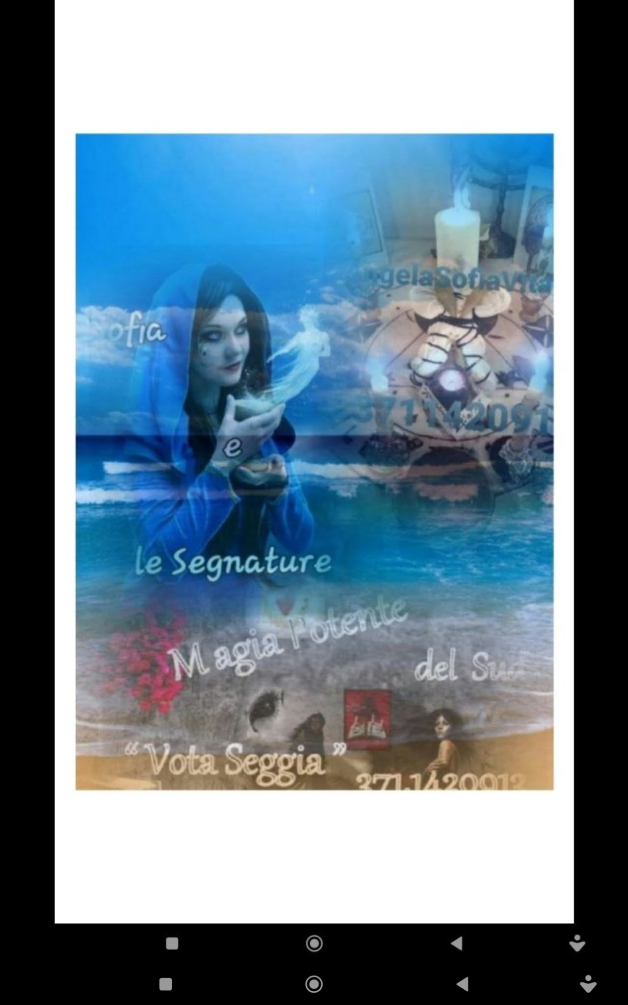 Blue-toned collage featuring a woman, moonlit water and candle imagery, with layered lettering and soft cool lighting.